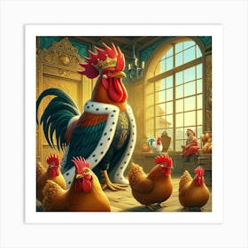 Rooster And Chickens 1 Art Print