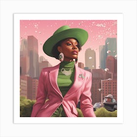 Woman In Pink Art Print