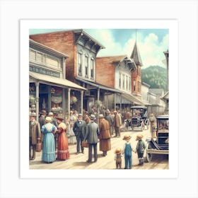 Early Small Town America And The Automobile ~Reimagined 20 Art Print