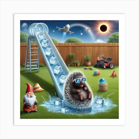 Hedgehog On A Slide Art Print