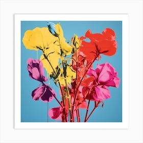 Andy Warhol Style Pop Art Flowers Sweet Pea 1 Square Art Print