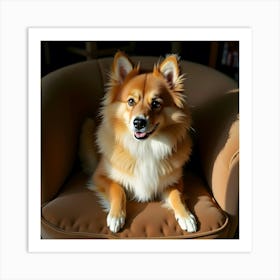 Dog Sitting On A Chair Art Print