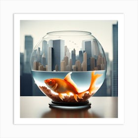 Goldfish In A Fish Bowl Art Print