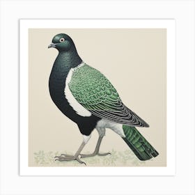 Ohara Koson Inspired Bird Painting Pigeon 1 Square Art Print