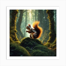 Squirrel In The Forest 40 Art Print