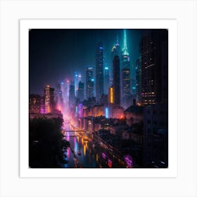 Cityscape At Night 3 Art Print