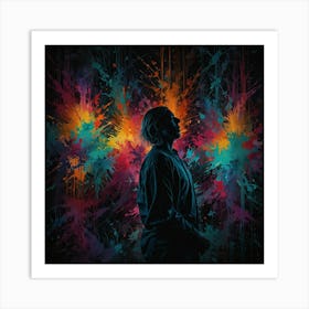 Man Standing In Front Of Colorful Paint Art Print