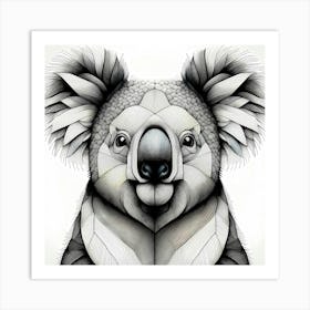 Koala - Abstract Line Art Illustration 240 Art Print