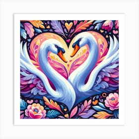 Pair of swan with love 4 Art Print