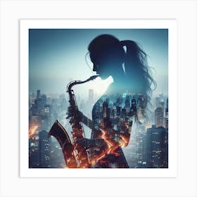 Saxophone In The City Art Print