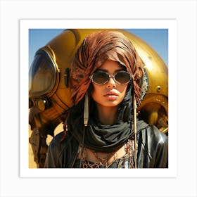 Sandpunk Woman In The Desert. Art Print