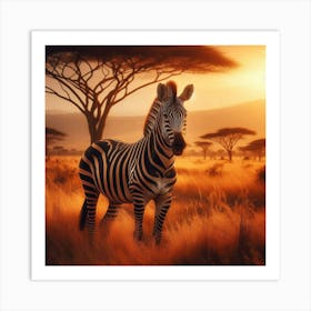 Zebra In The Savannah Art Print