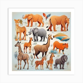 Set Of African Animals Art Print
