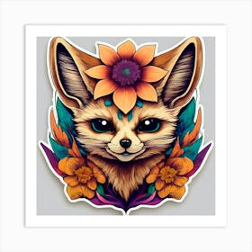 Fox With Flowers 1 Art Print