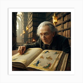 Old Man In Library 1 Art Print