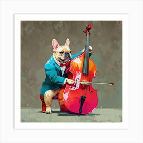 French Bulldog Playing Cello Art Print