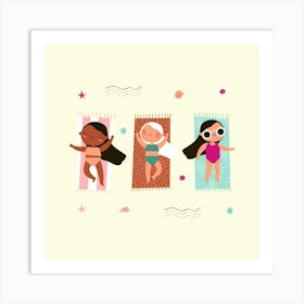 Three Girls On The Beach Art Print