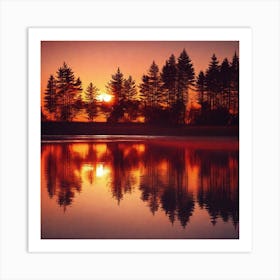 Sunset On A Lake 1 Art Print