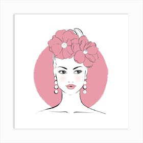 Pink Flower Lady Art Print