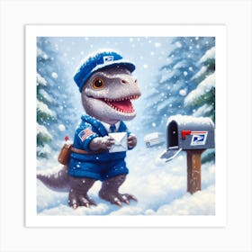 Dinosaur Mailman Art Print