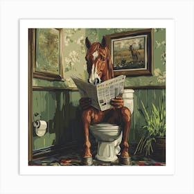 Horse Reading Newspaper 2 Art Print