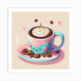 Kawaii Coffee 2 Art Print