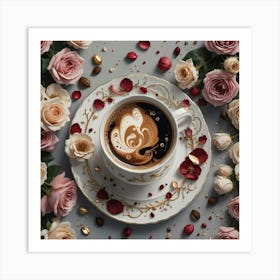 Coffee And Roses 19 Art Print