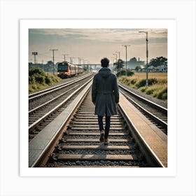 A Person Stepping Onto A Train Platform A Road Winding Through Changing Landscapes Or A Ship Sailing 2929024079 Art Print