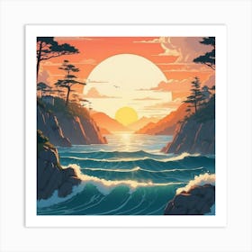 Sunset Over The Ocean Art Print