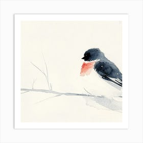 Winter Bird Watercolor Painting Art Print