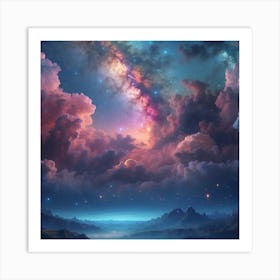 Sky With Clouds And Stars Art Print