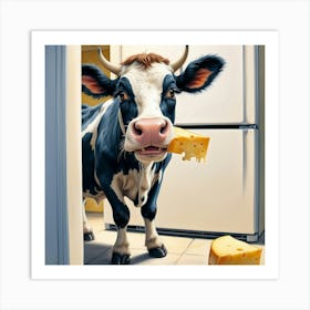 Cow Eating Cheese Art Print