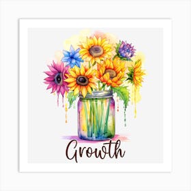 Sunflowers In A Jar Art Print