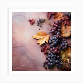 Autumn Grapes And Leaves Art Print