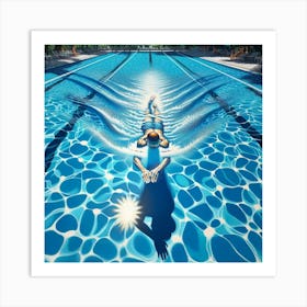 Serenity In Motion Wall Print Art A Tranquil And Dynamic Depiction Of The Beauty Of Swimming, Perfect For Capturing The Essence Of Peaceful Movement And Athletic Grace In Any Space Art Print