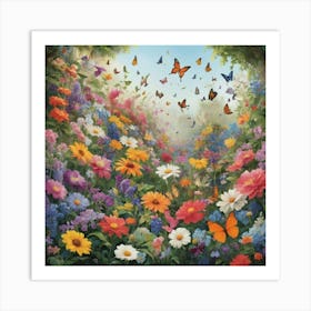 Butterfly Garden Paintings Art Print 3 Art Print