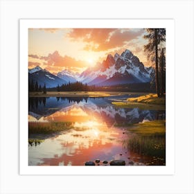 Sunset In The Mountains 3 Art Print