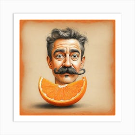 Orange Man With Mustache 3 Art Print