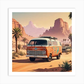 Vw Bus In The Desert 2 Art Print