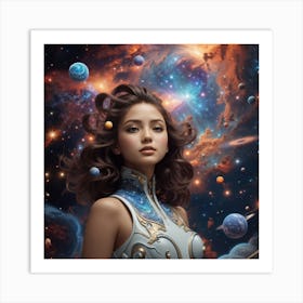 Absolute Reality V16 The Girls Face Consists Of Galaxies And N 0 Art Print