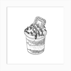 Ice Cream In A Cup line pencil illustration Art Print