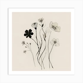 Flowers In Black And White 1 Art Print