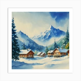 Winter Village Art Print