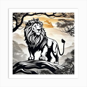 Lion In The Forest 17 Art Print