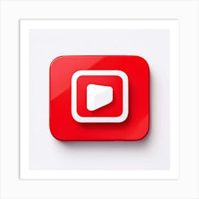 Youtube Video Streaming Platform Media Content Icon Logo Red Play Watch Channel Subscrib (7) Art Print