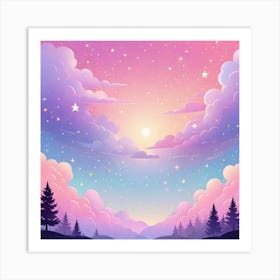 Sky With Twinkling Stars In Pastel Colors Square Composition 179 Art Print