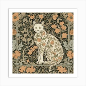 William Morris Style Cats Textiles 5 Art Print