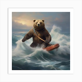 Bear In The Waves Art Print