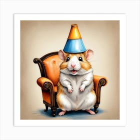 Hamster In A Party Hat 2 Art Print