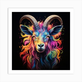 Colourful Rainbow Goat 3 Art Print